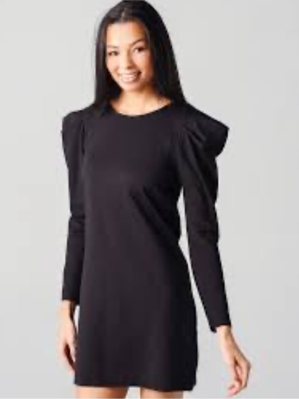 NWT BB Dakota Spill the Tea Black Puff-Sleeve Shift Dress